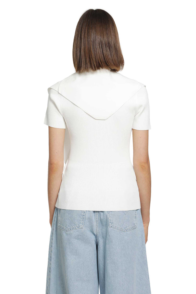MAX MARA Tie-detailed Ribbed-knit T-shirt woman