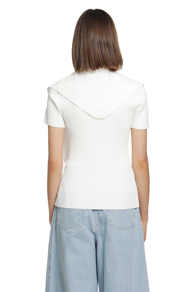 MAX MARA Tie-detailed Ribbed-knit T-shirt woman