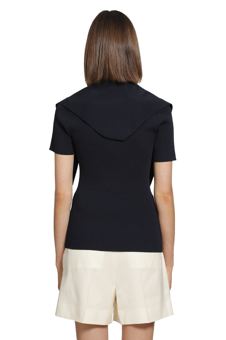 MAX MARA Tie-Detailed Ribbed-Knit T-Shirt woman