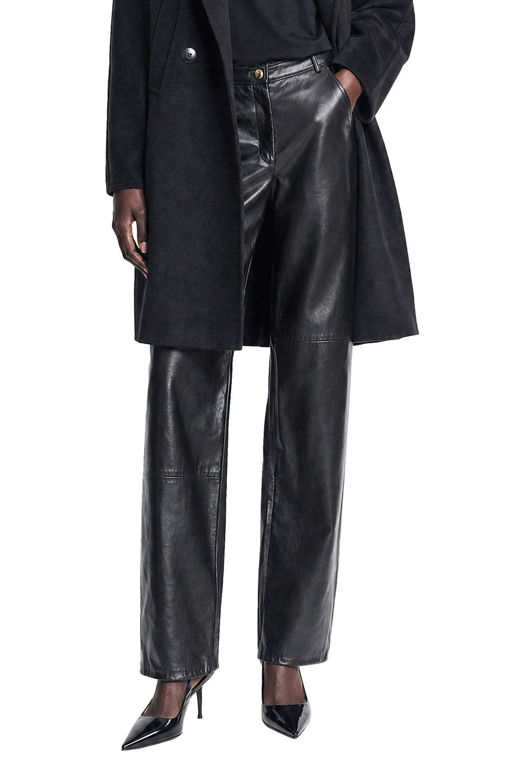 MAX MARA Nappa leather Barrel-leg Trousers woman