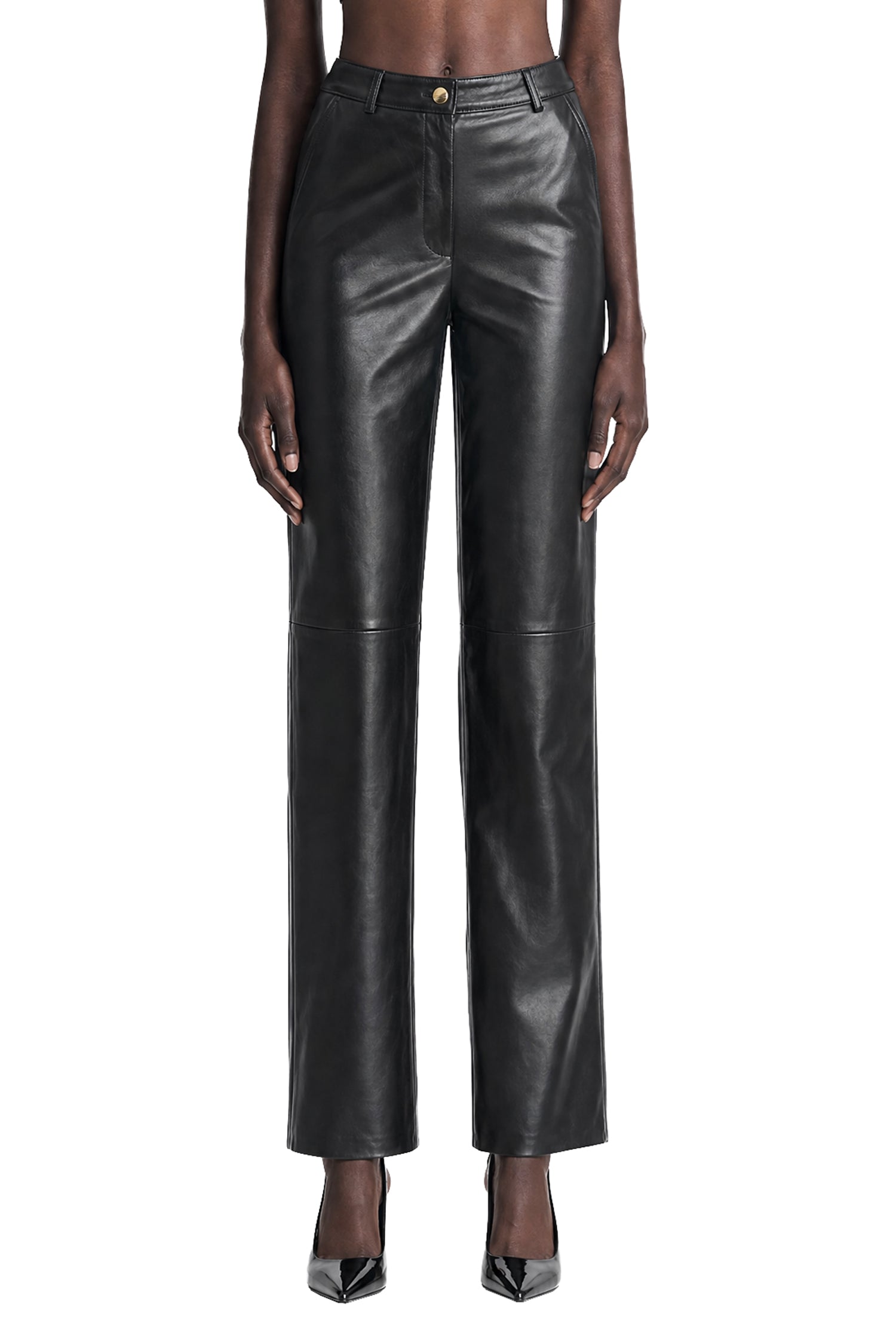 MAX MARA Nappa leather Barrel-leg Trousers woman