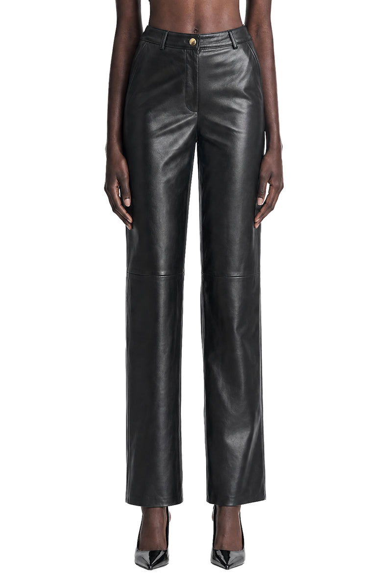 MAX MARA Nappa leather Barrel-leg Trousers woman