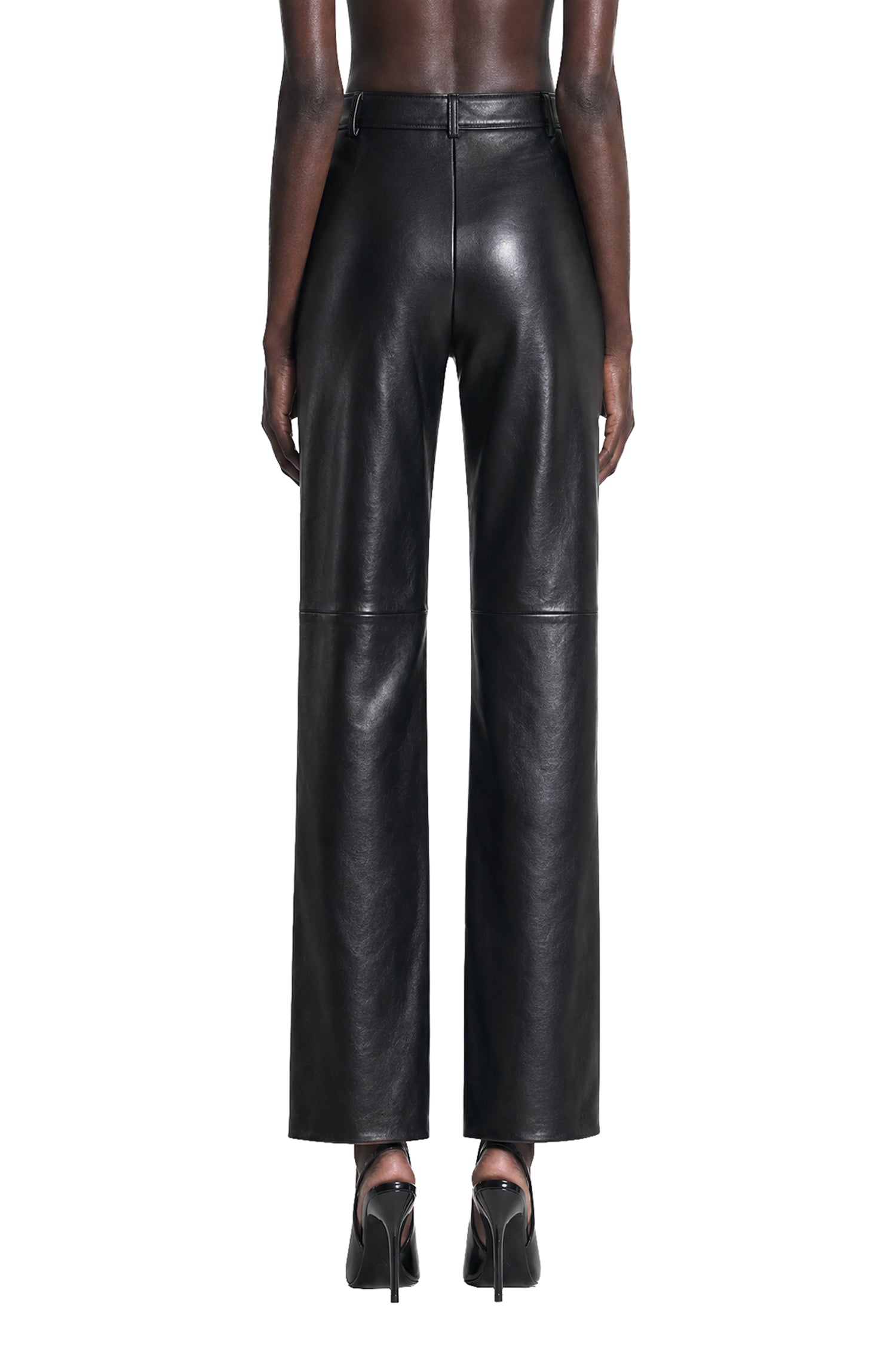 Nappa leather Barrel-leg Trousers