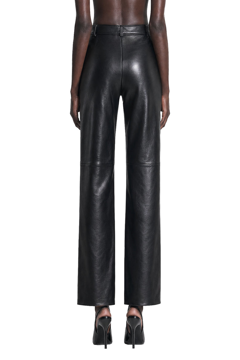 MAX MARA Nappa leather Barrel-leg Trousers woman