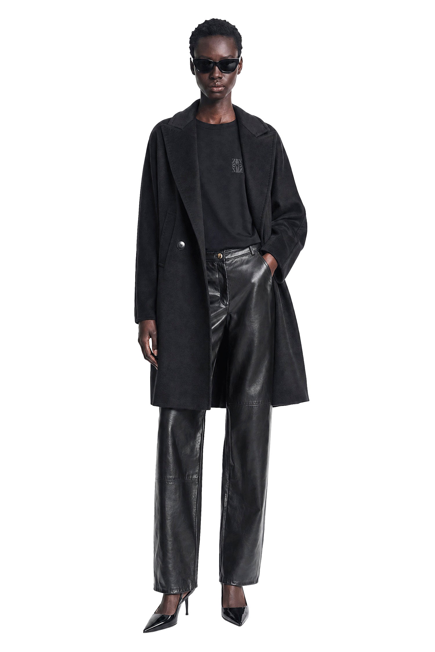 Nappa leather Barrel-leg Trousers