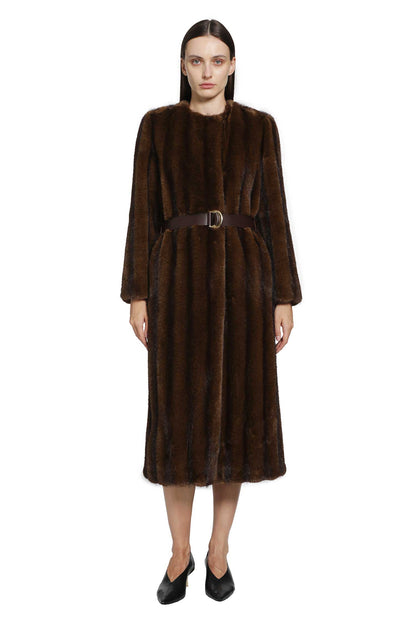 Fluffy-Textured Long Coat