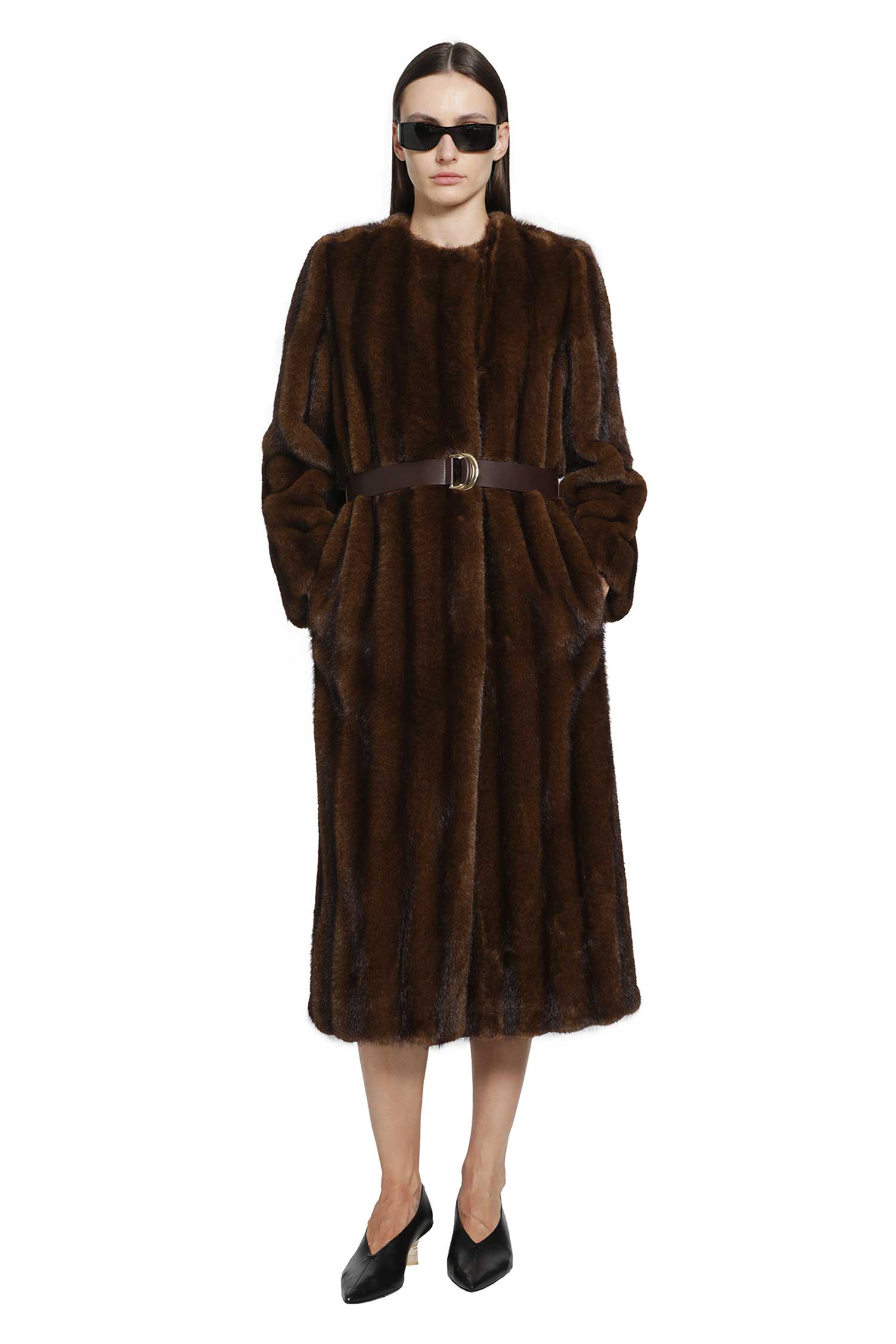 Fluffy-Textured Long Coat