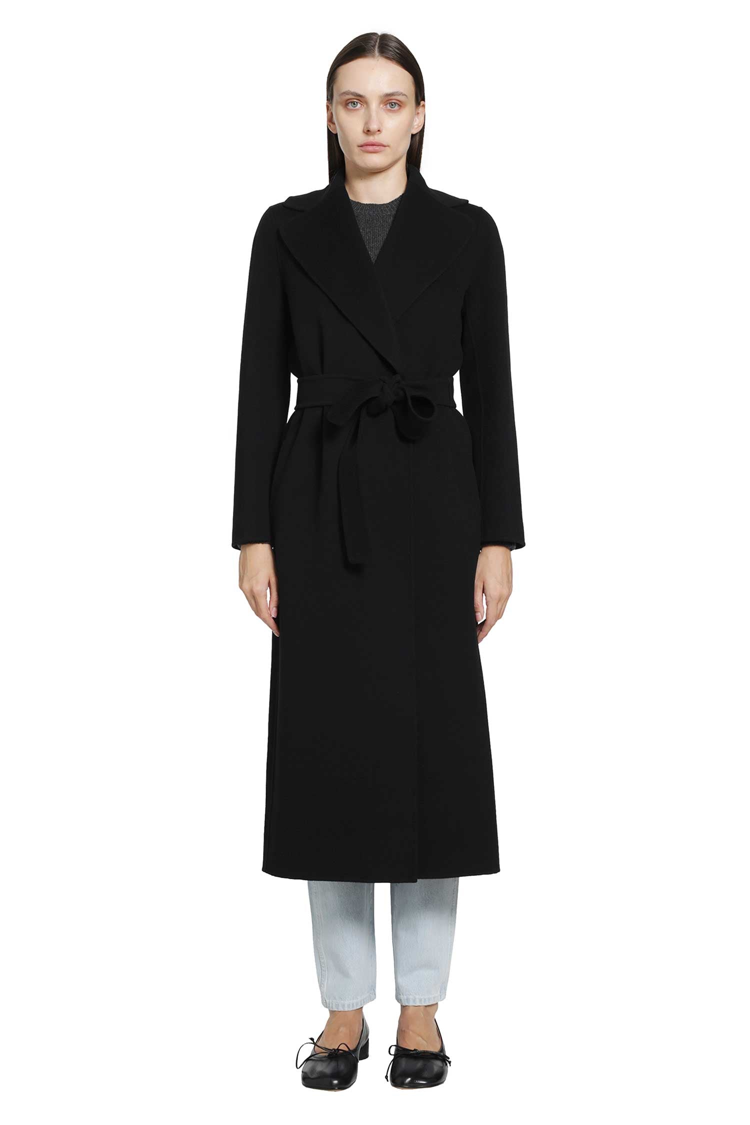 S MAX MARA Wool Broadcloth Wrap Coat woman