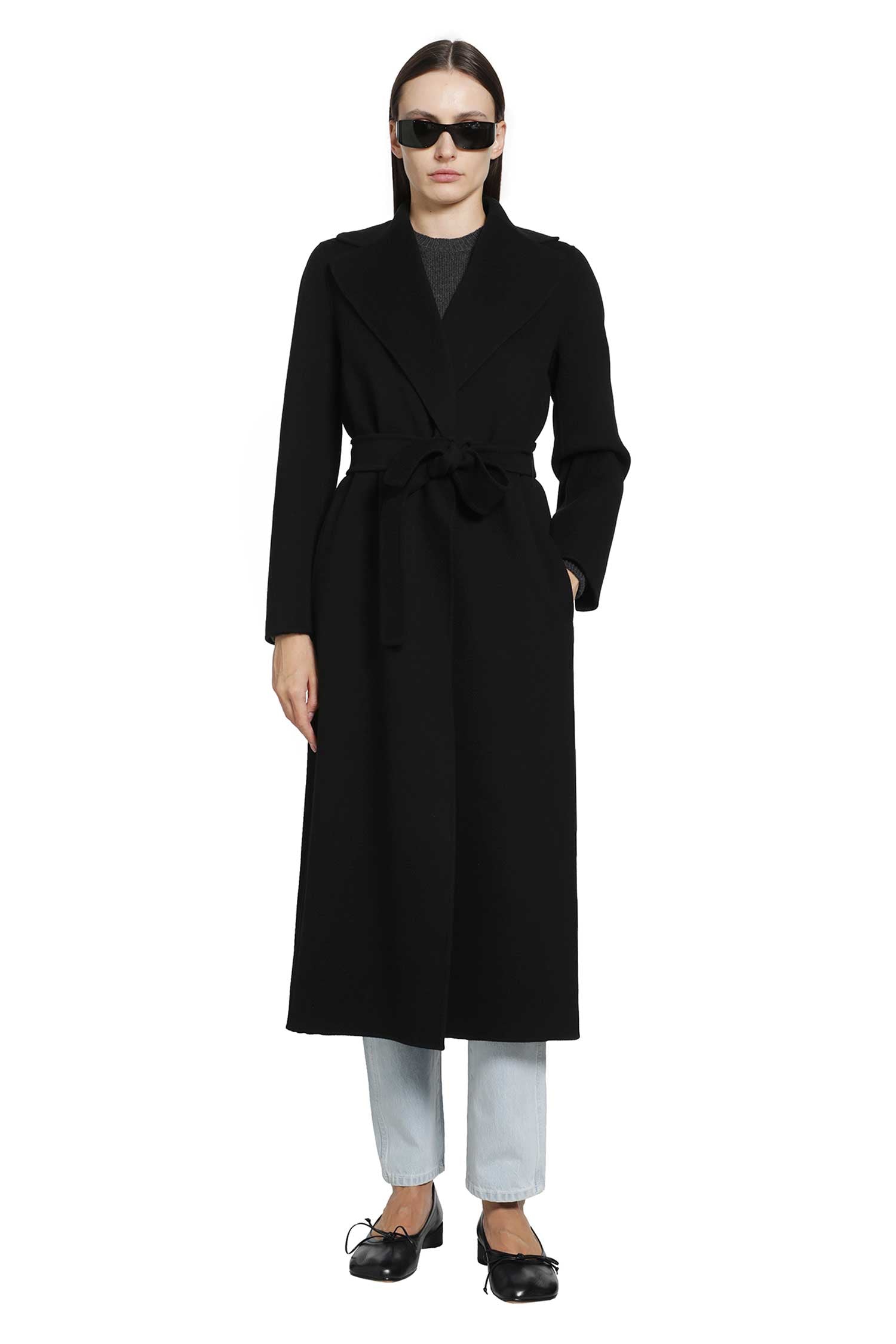 S MAX MARA Wool Broadcloth Wrap Coat woman