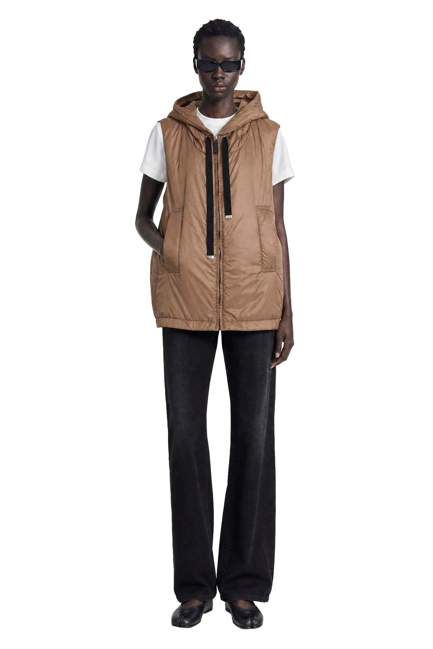 Padded Water-Repellent Hooded Gilet