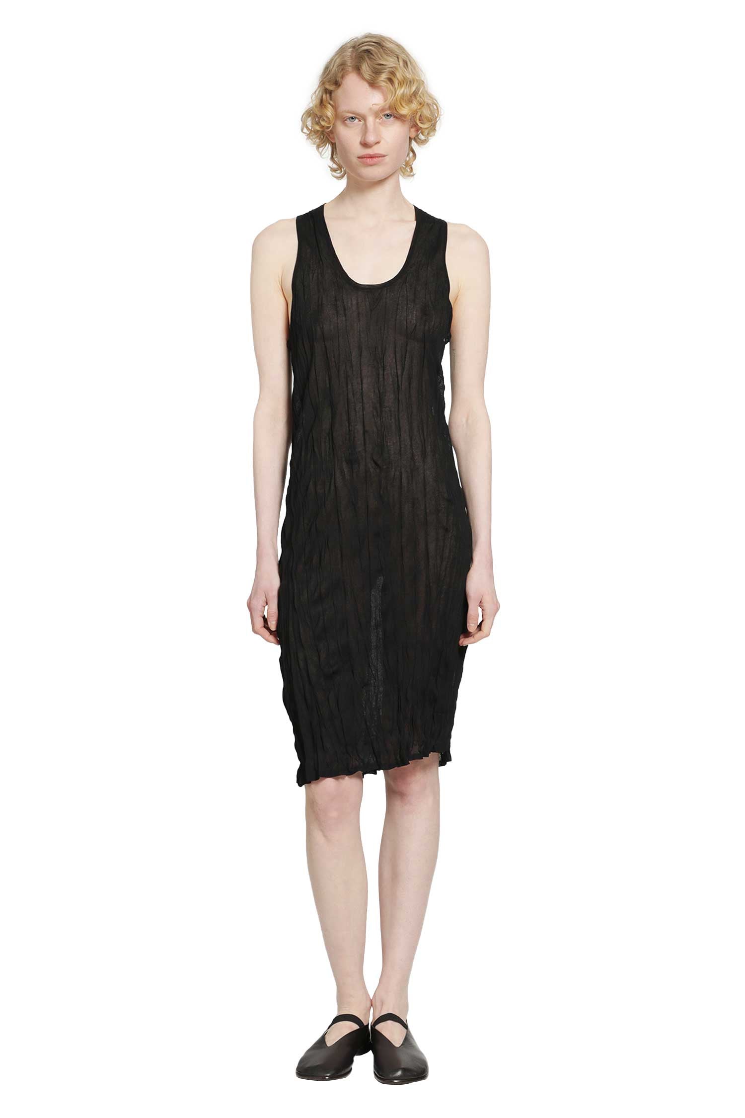 Crinkled Knit Tank Dress