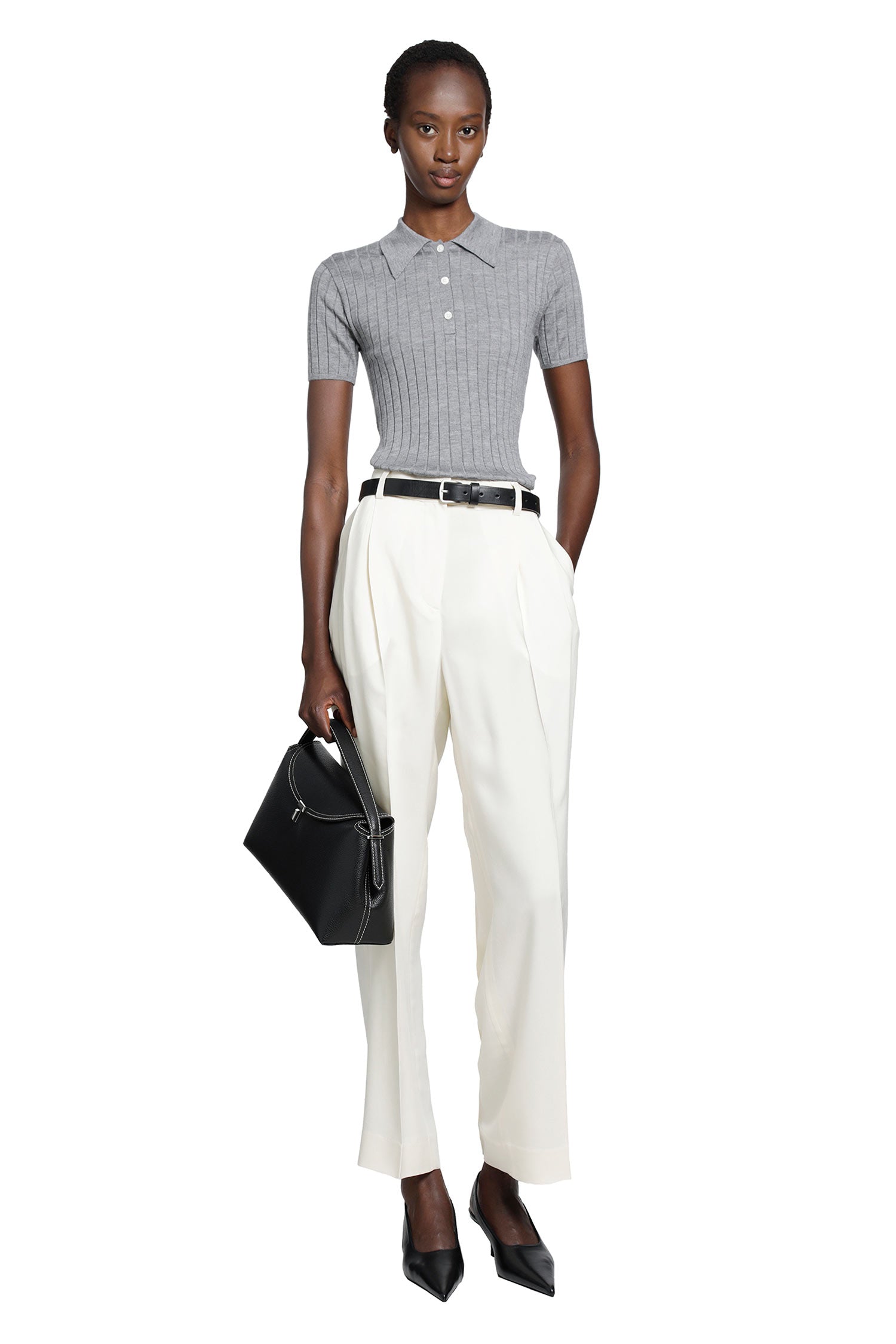 Ribbed Cashmere Silk Polo