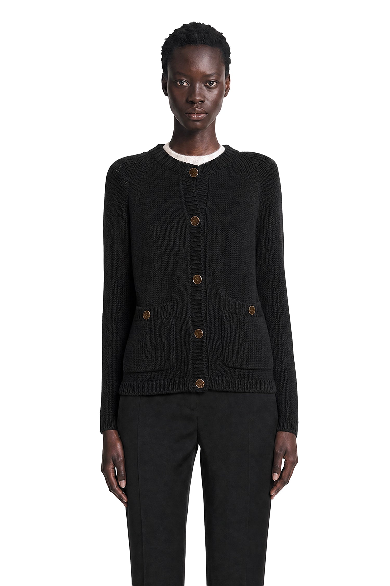 Hammered Button Cotton Cardigan