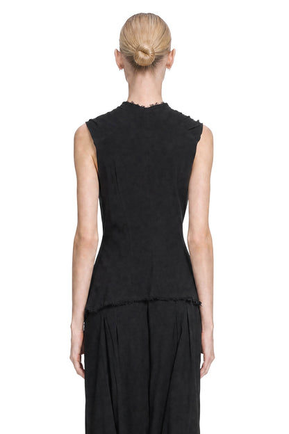 Knotted V-Neck Viscose Wool Top