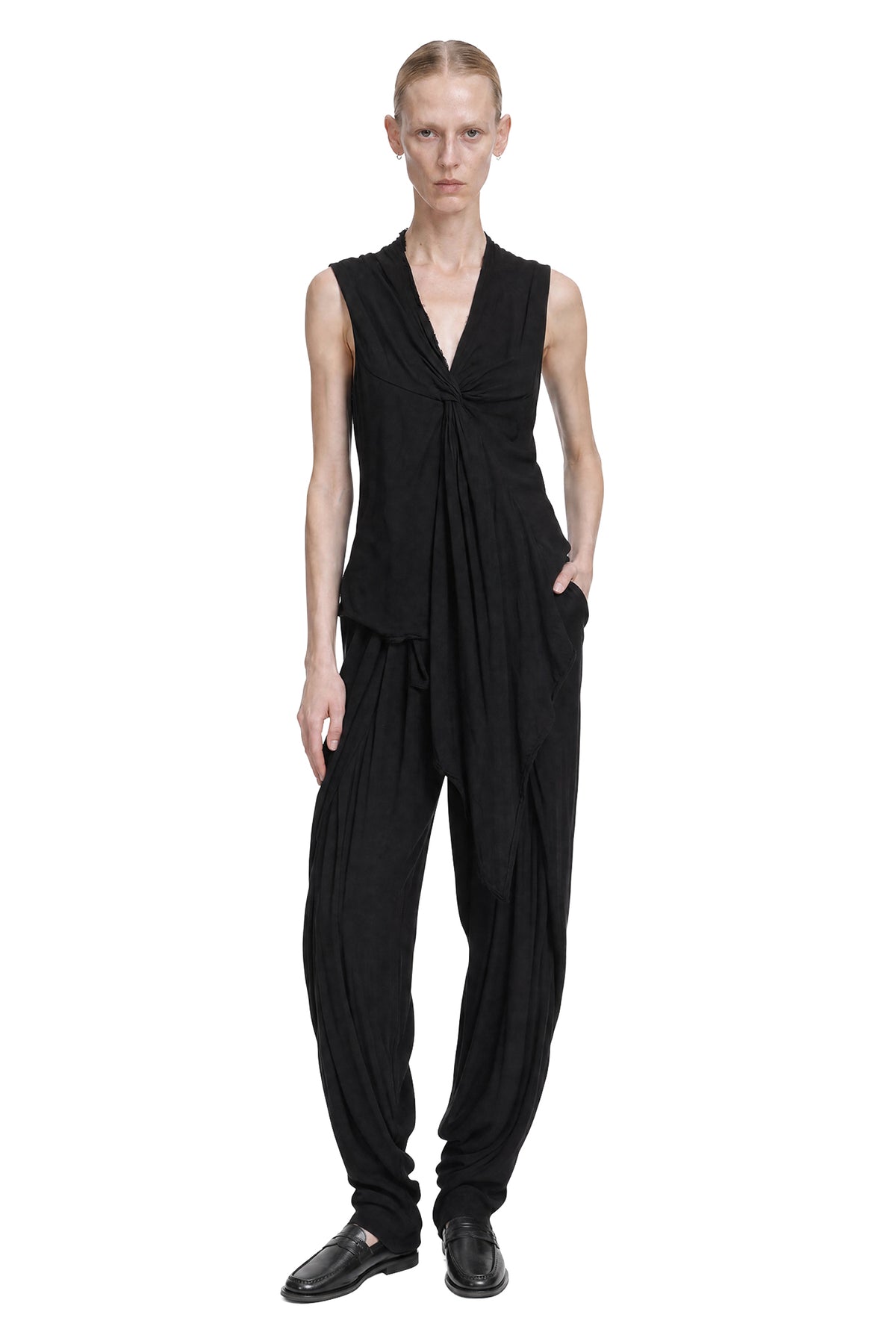MARC LE BIHAN Knotted V-Neck Viscose Wool Top woman