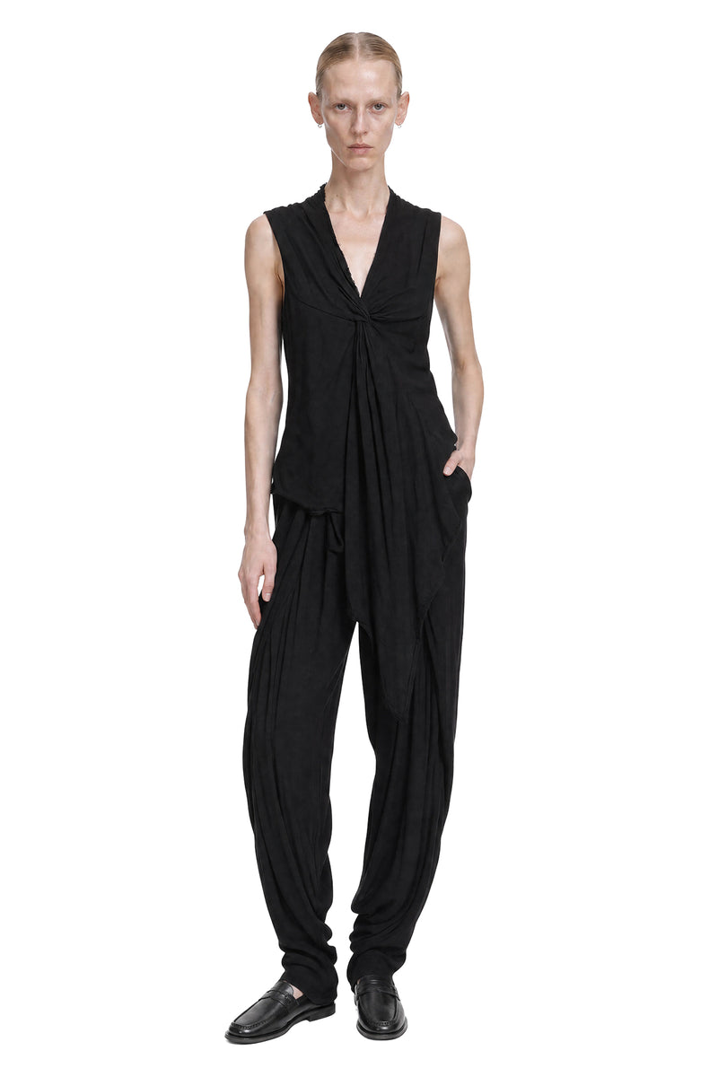 MARC LE BIHAN Knotted V-Neck Viscose Wool Top woman