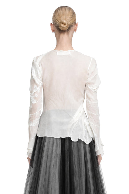 Pleated Lace Long Sleeve Top