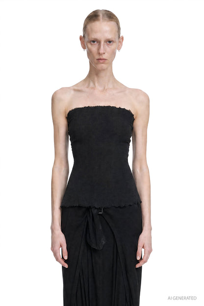 Stretch Nylon Silk Bustier Top