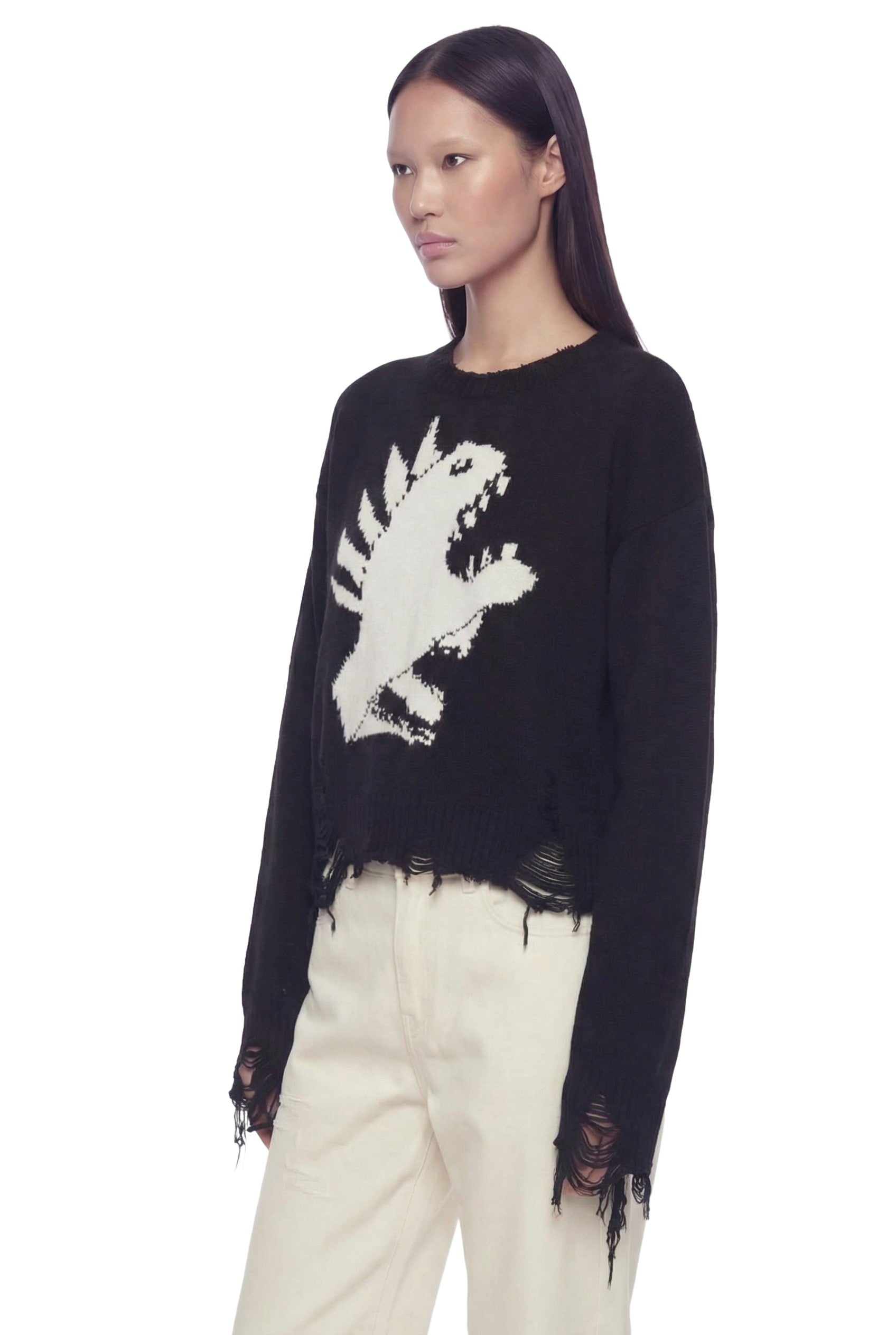 Jacquard Intarsia Cropped Sweater