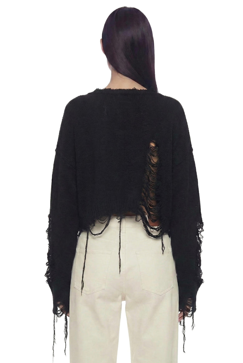 Jacquard Intarsia Cropped Sweater