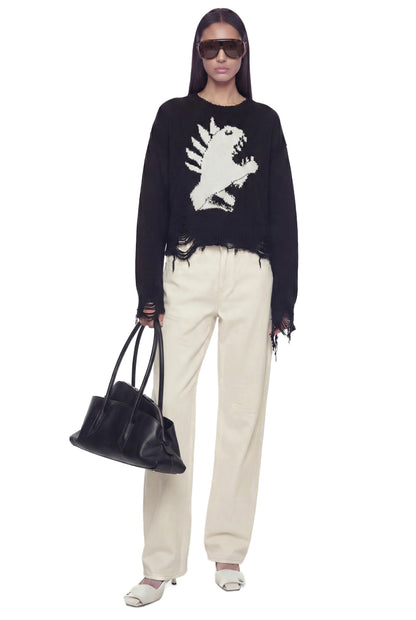 Jacquard Intarsia Cropped Sweater