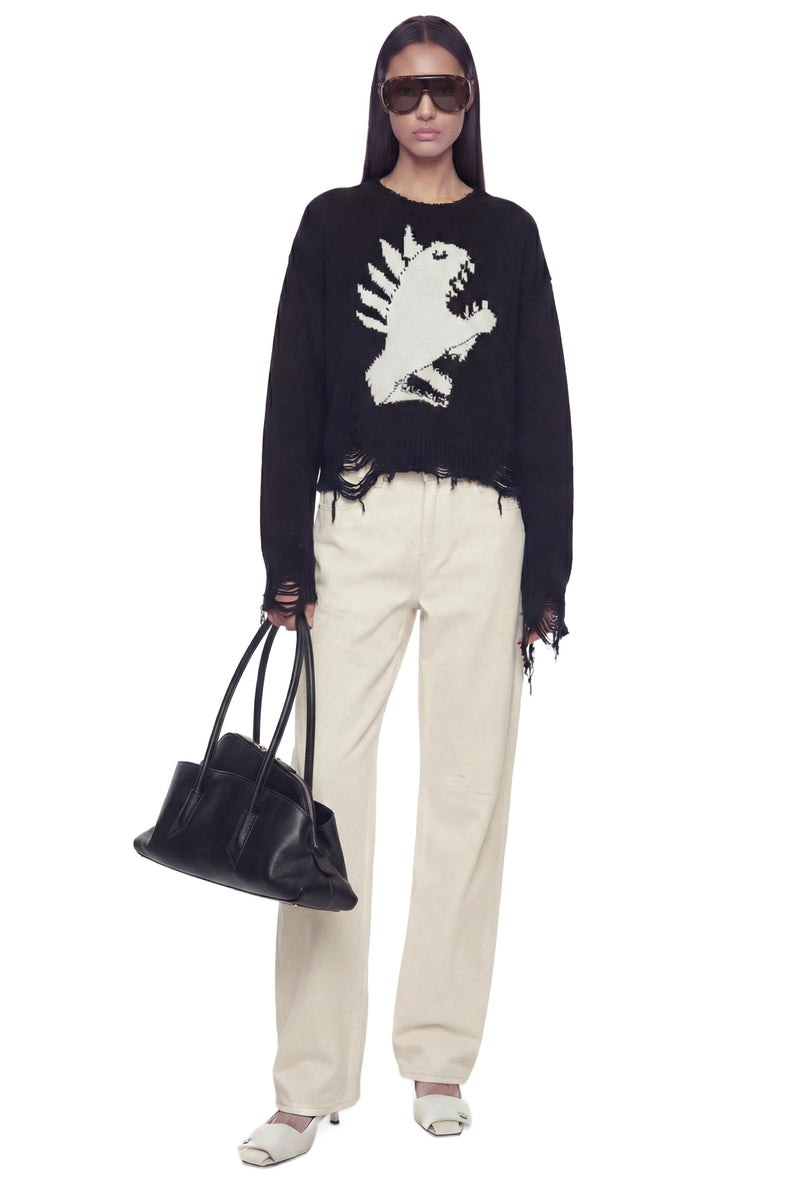 Jacquard Intarsia Cropped Sweater