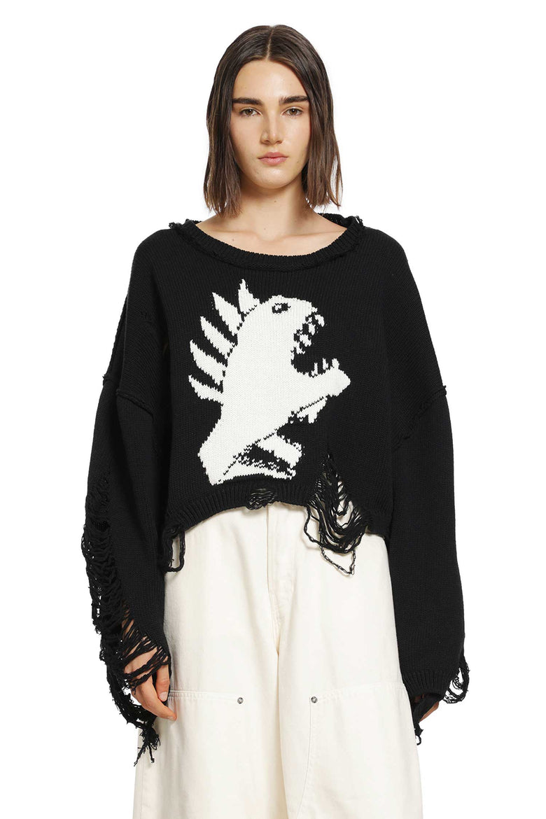 
              SSHEENA Jacquard Intarsia Cropped Sweater woman
            