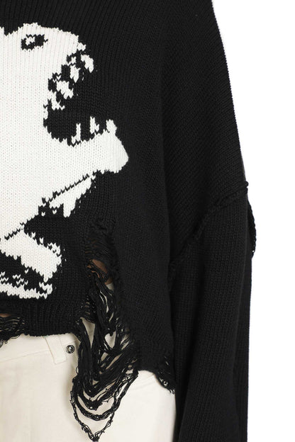 Jacquard Intarsia Cropped Sweater