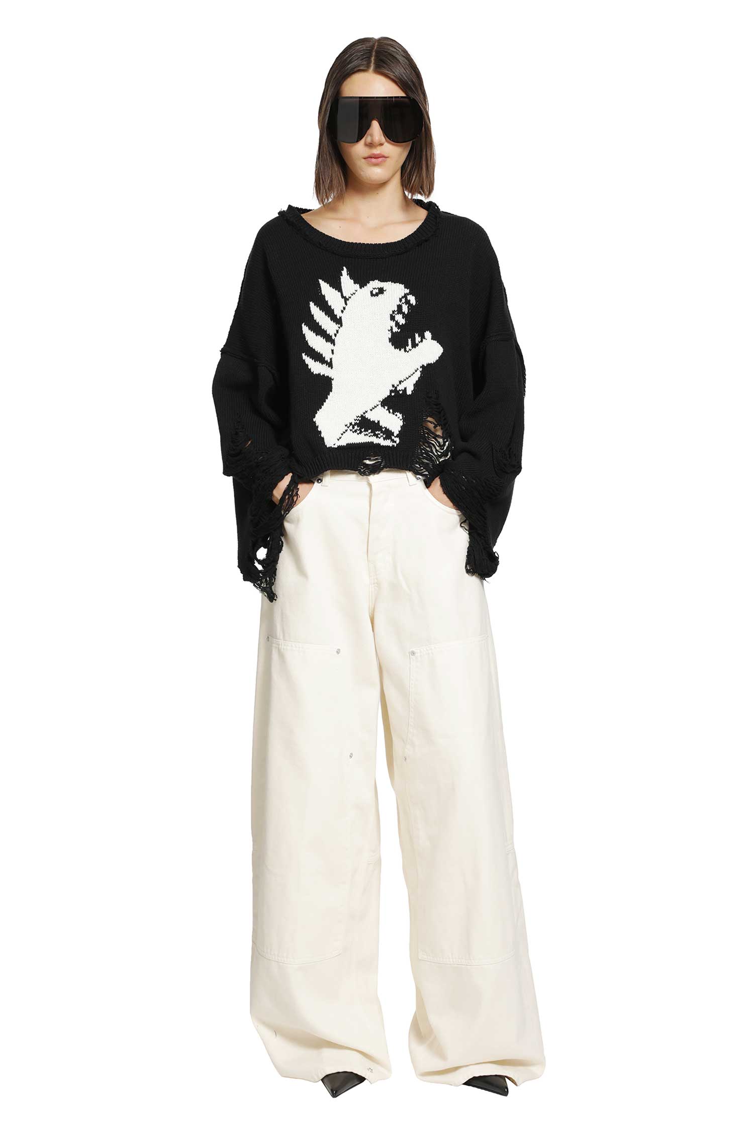 Jacquard Intarsia Cropped Sweater