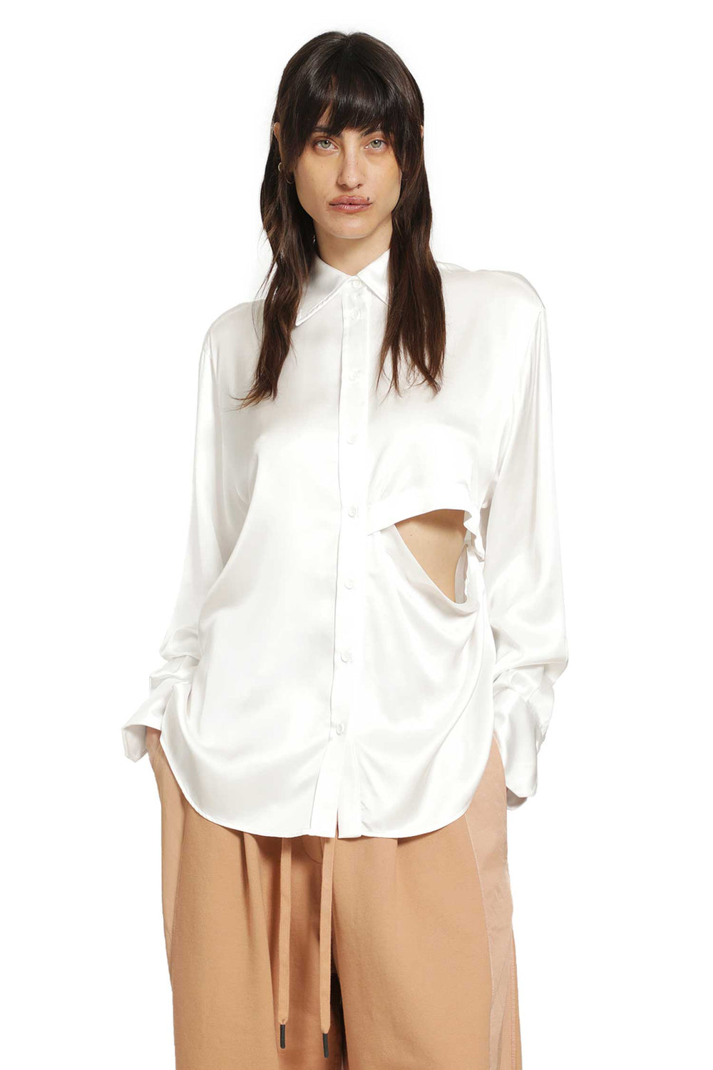ANDREA YA AQOV Cut-Out Shirt in Satin woman