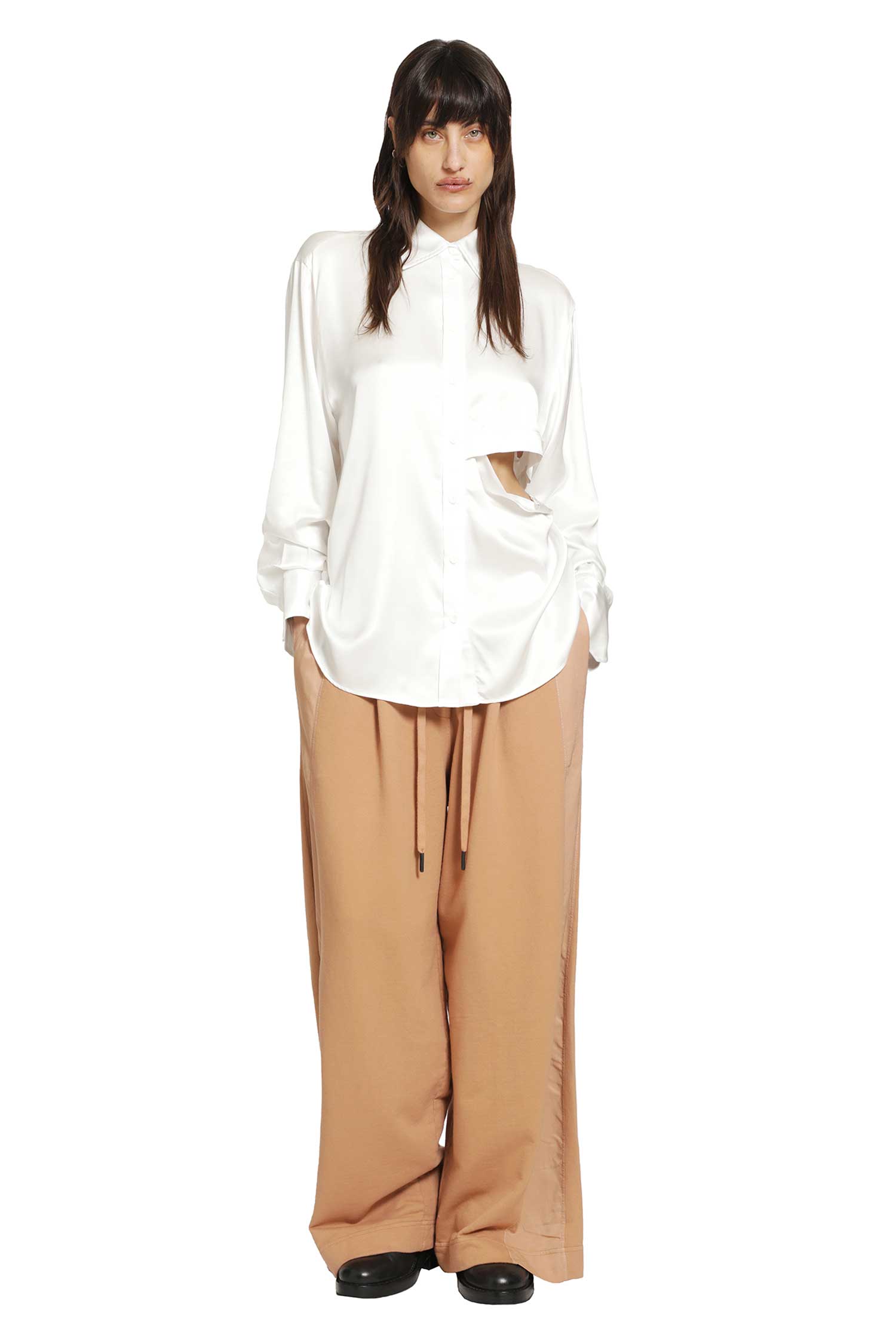 ANDREA YA AQOV Cut-Out Shirt in Satin woman
