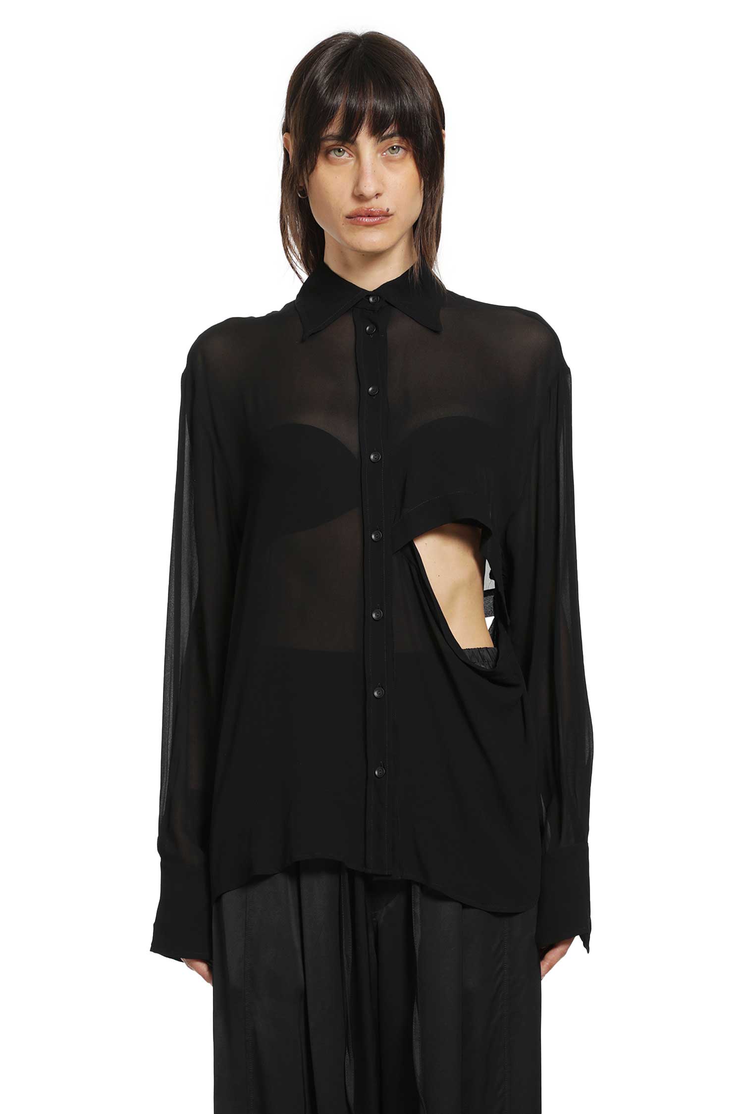 Cut-Out Shirt in Georgette Viscose