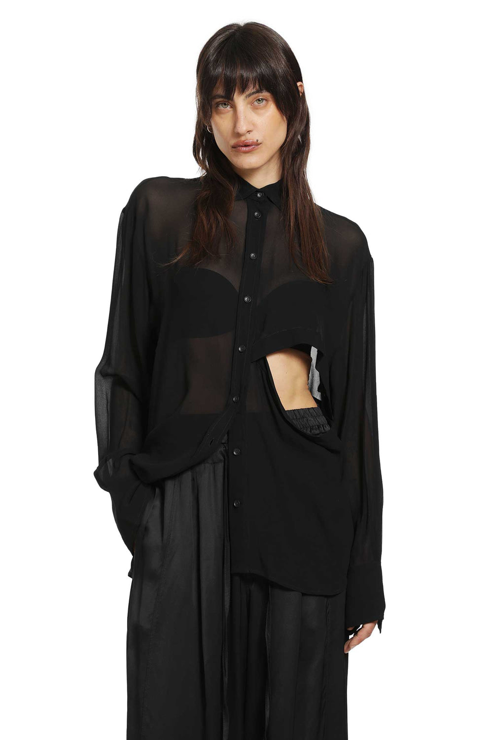 ANDREA YA AQOV Cut-Out Shirt in Georgette Viscose woman