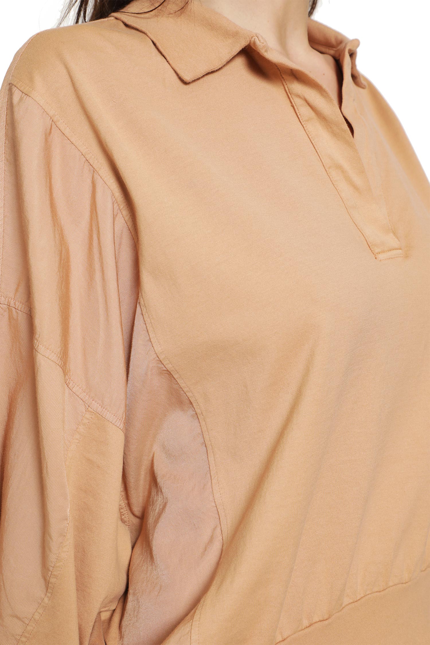 Cotton Jersey and Satin Polo Shirt