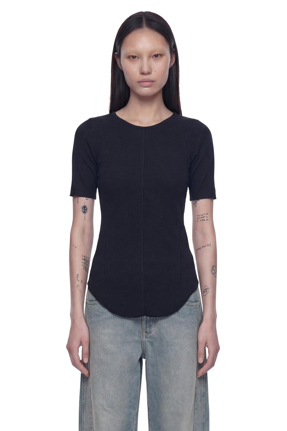 ANDREA YA AQOV Stretch Rib Jersey T-Shirt woman