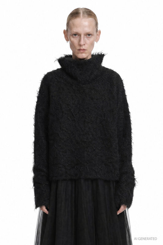 Fluffy Mohair Turtleneck Sweater