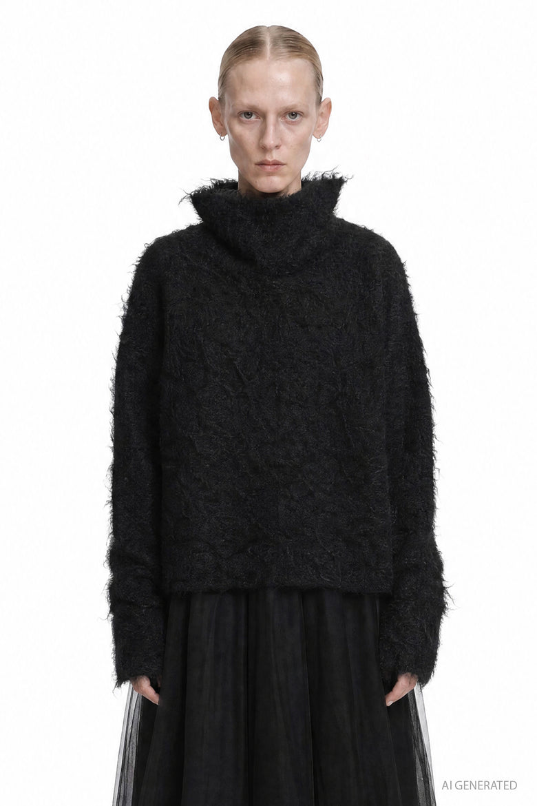 MARC LE BIHAN Fluffy Mohair Turtleneck Sweater woman