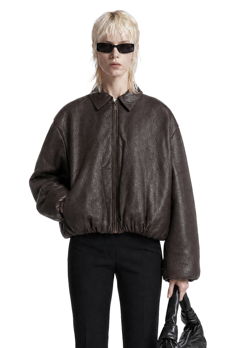 MAGDA BUTRYM Cropped Leather Bomber Jacket woman