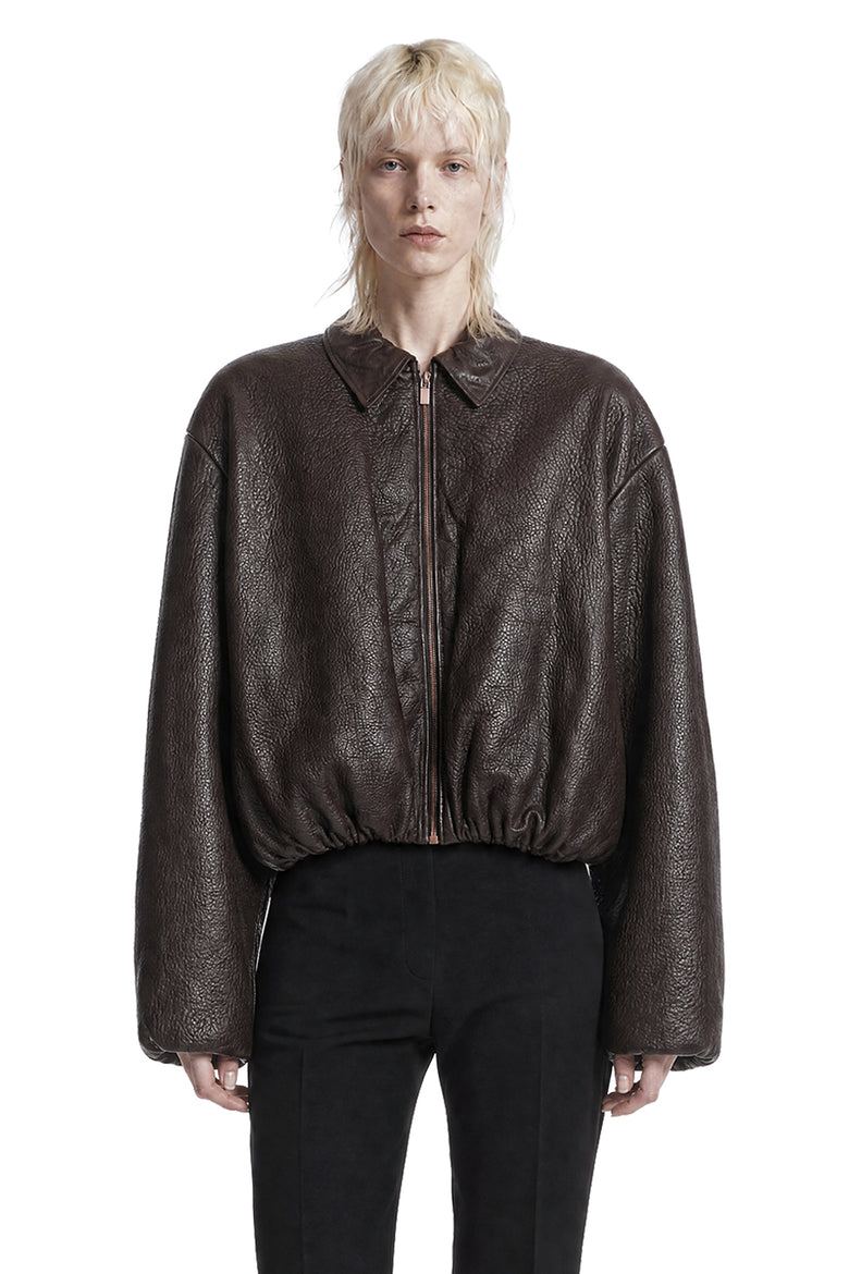 
              MAGDA BUTRYM Cropped Leather Bomber Jacket woman
            