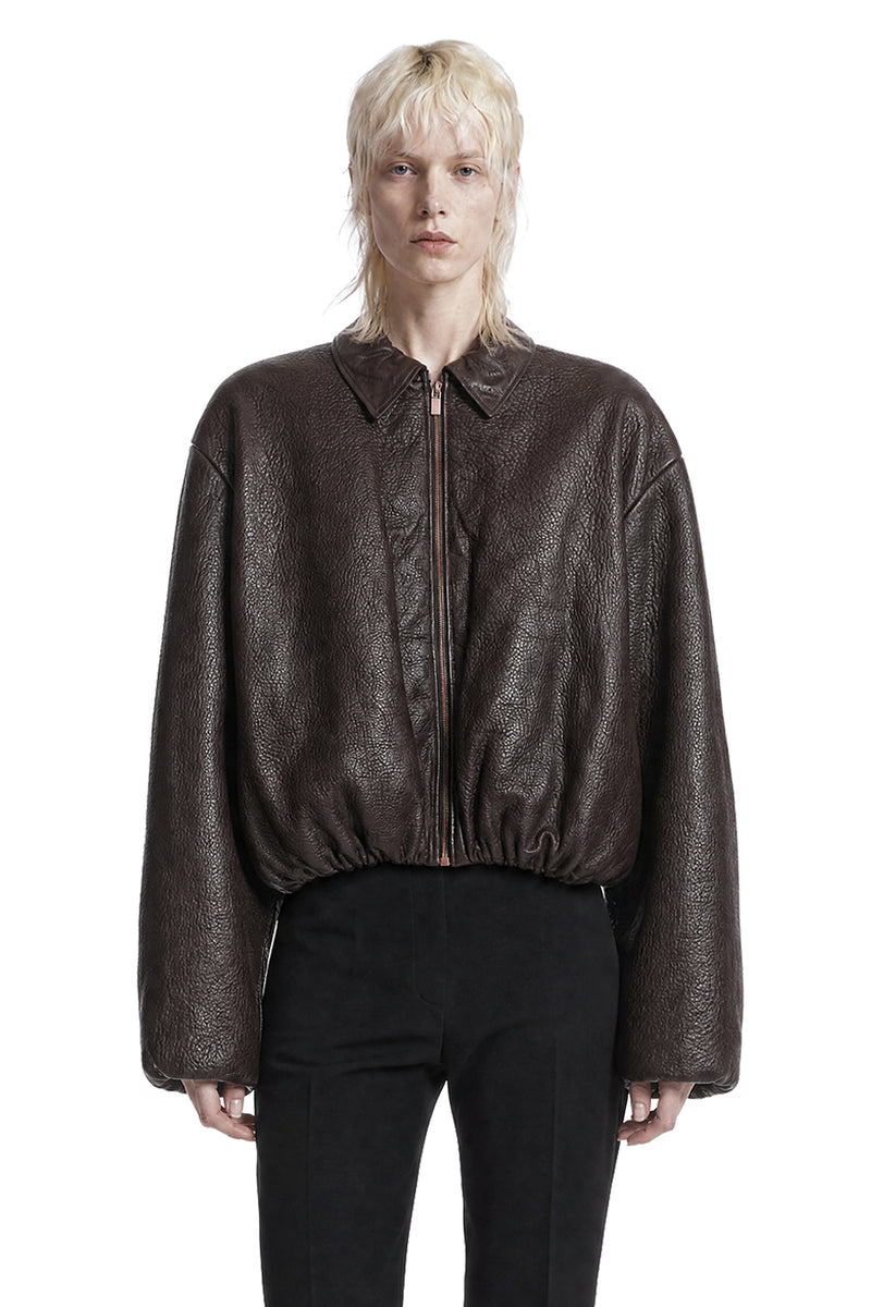 MAGDA BUTRYM Cropped Leather Bomber Jacket woman