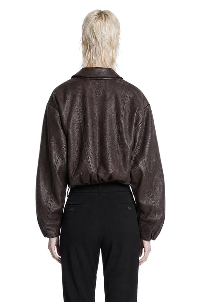 Cropped Leather Bomber Jacket