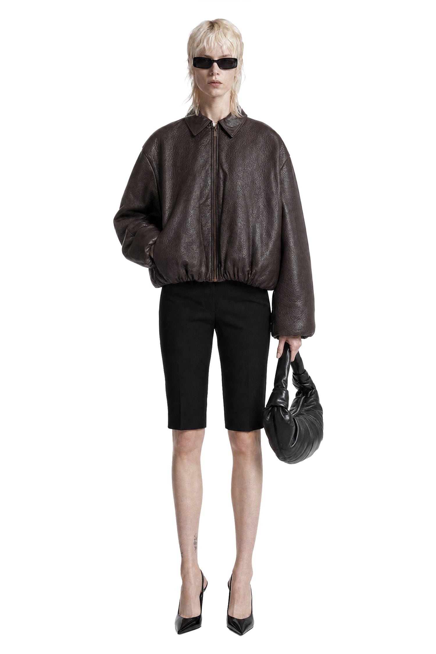 MAGDA BUTRYM Cropped Leather Bomber Jacket woman