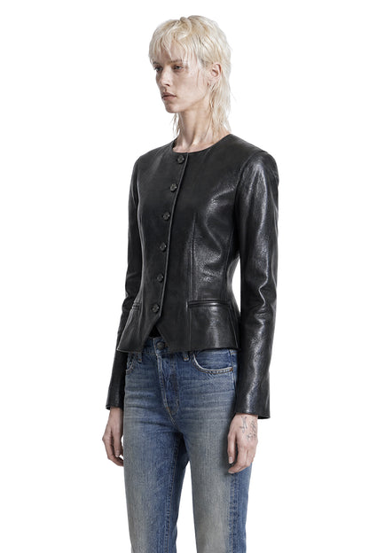 Fitted Leather Blazer