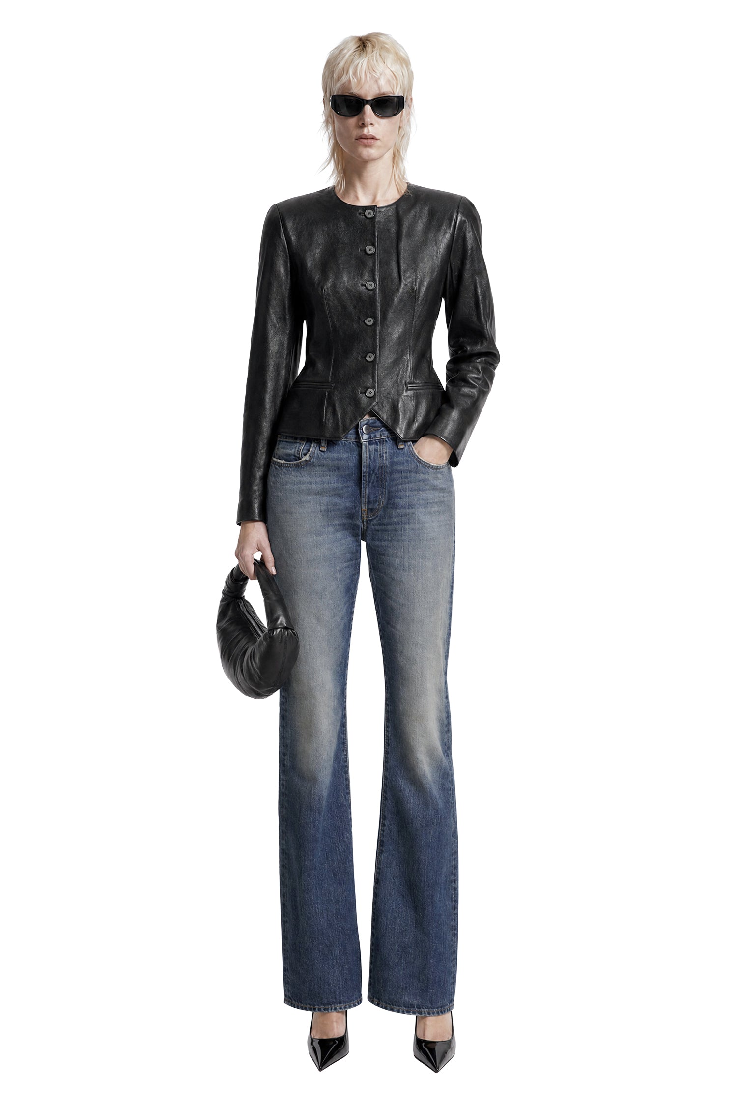 Fitted Leather Blazer