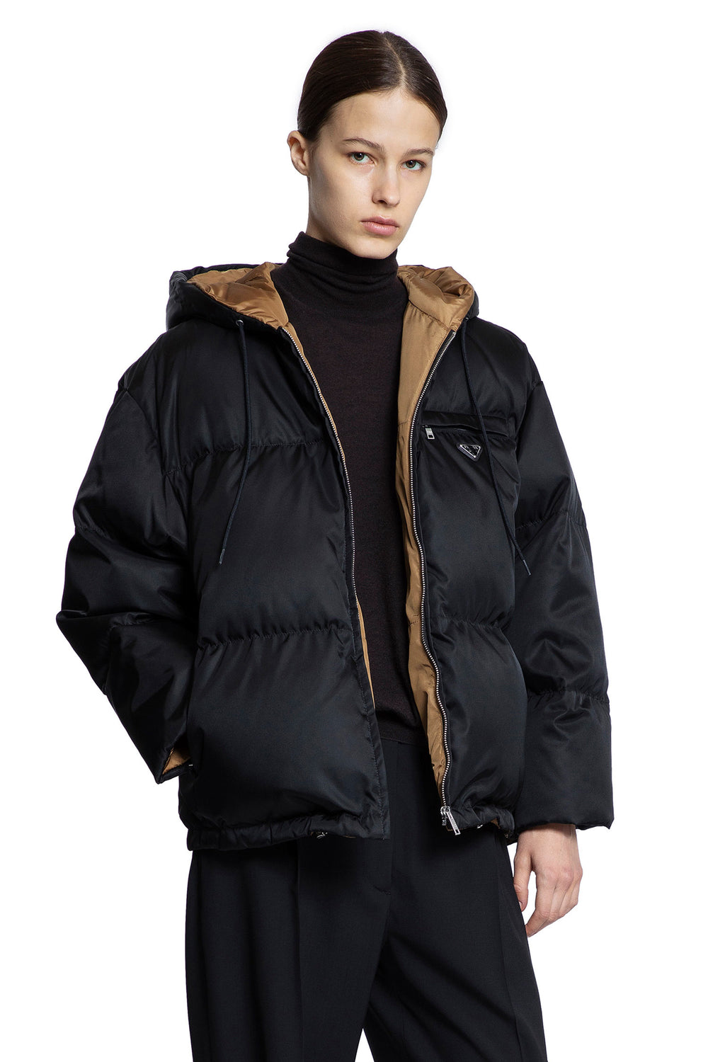 PRADA Re-Nylon Hooded Down Jacket woman