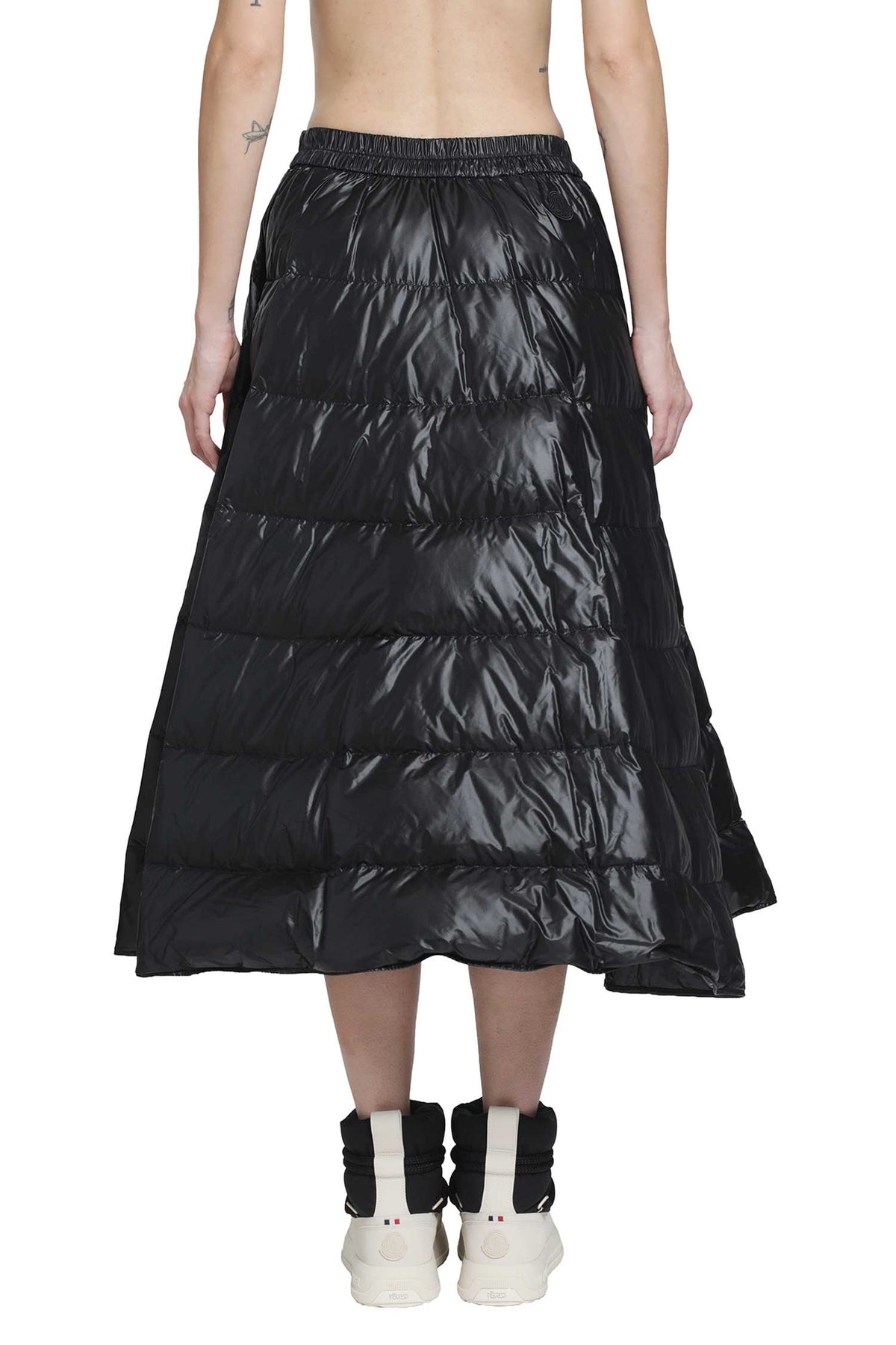 Long Nylon Laqué Down Skirt