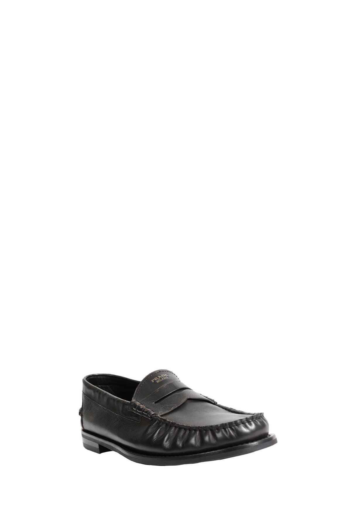 PRADA Antiqued Leather Loafers man