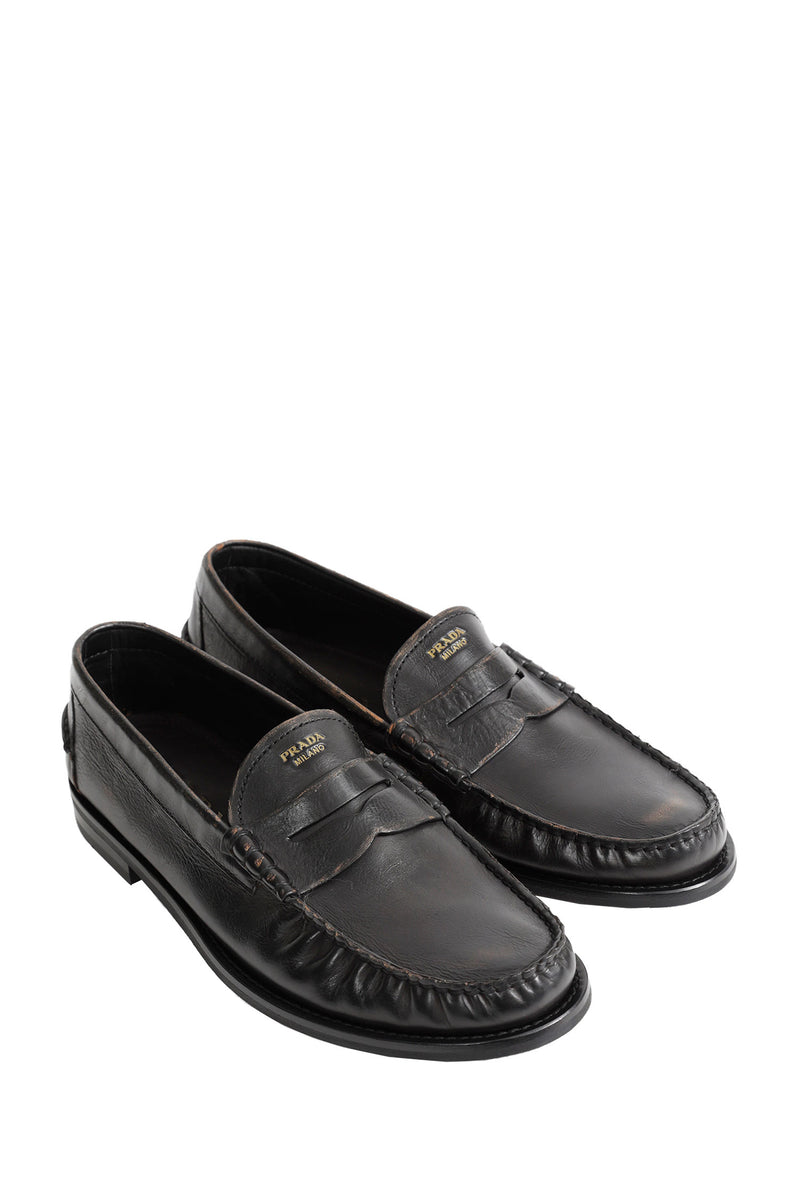 PRADA Antiqued Leather Loafers man