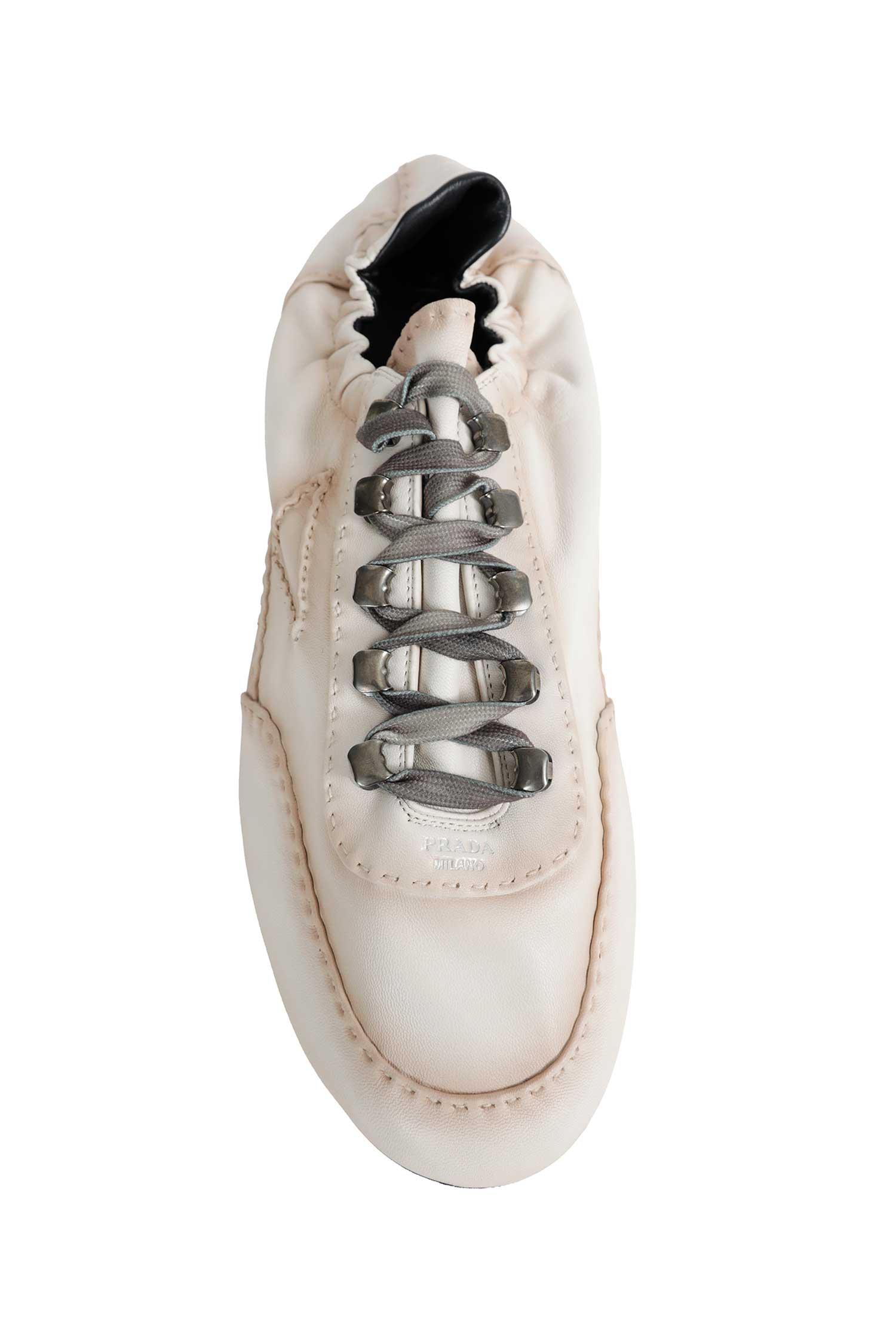 PRADA Collapse Antiqued Nappa Leather Sneakers man