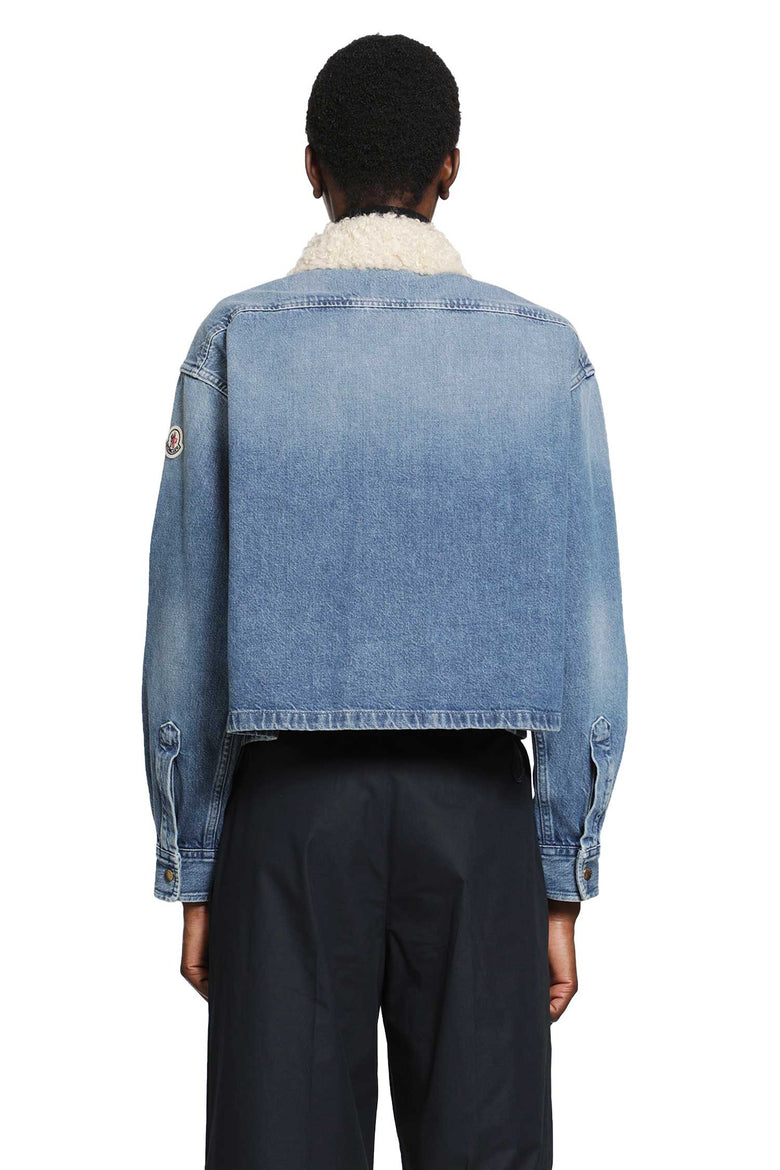 MONCLER Teddy Trim Denim Shirt Jacket woman